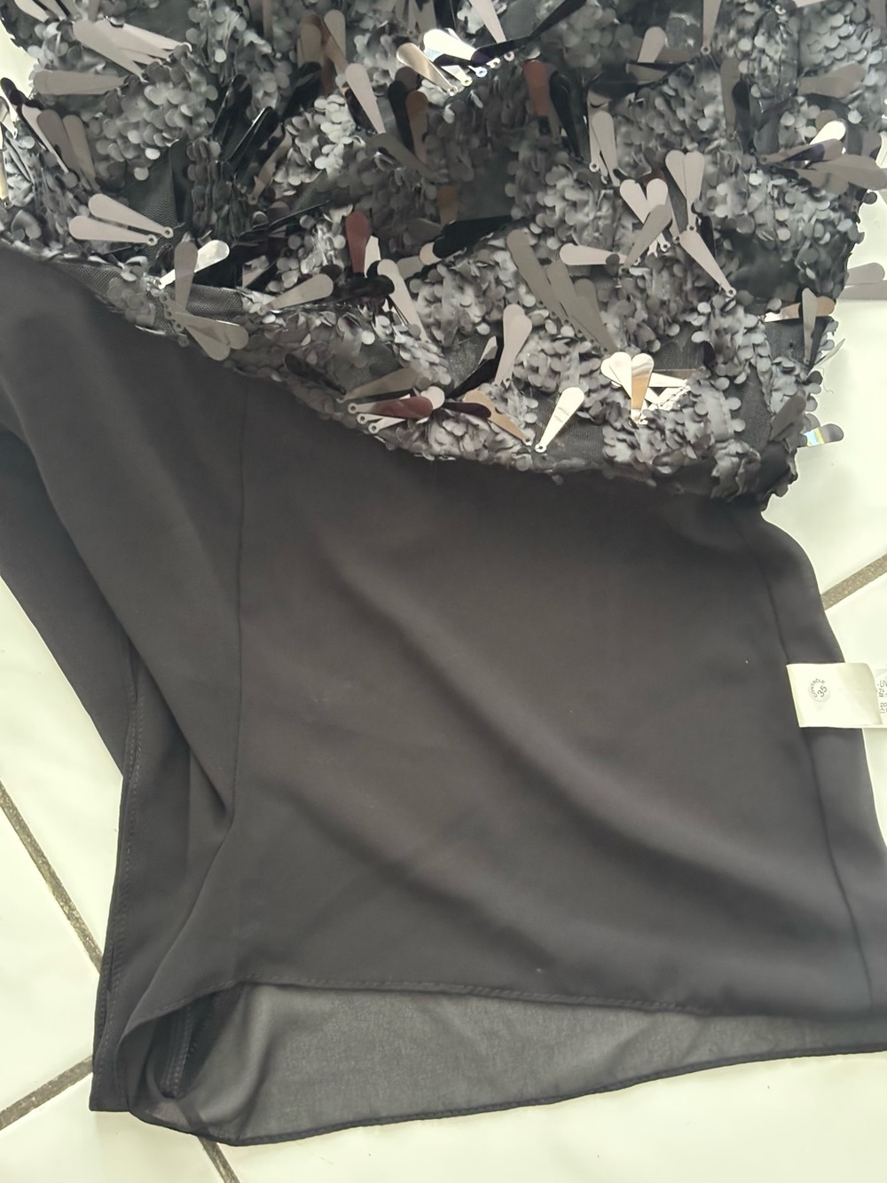 ZARA Black Sequin Fringe Pencil Skirt.L/M - Picture 5 of 11